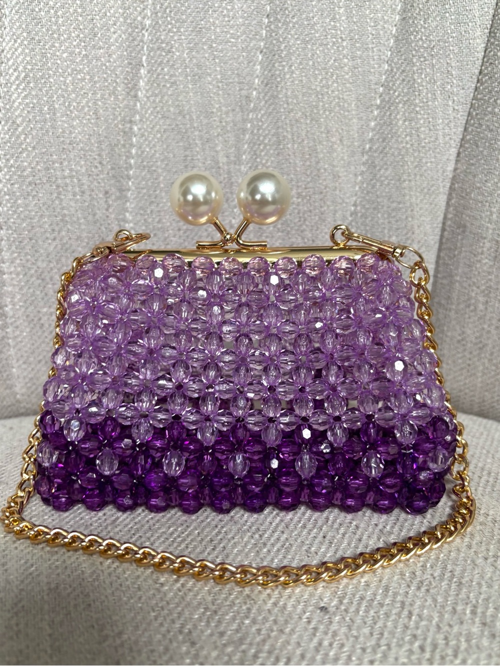 Custom Ombre Purple Acrylic Beaded handbag